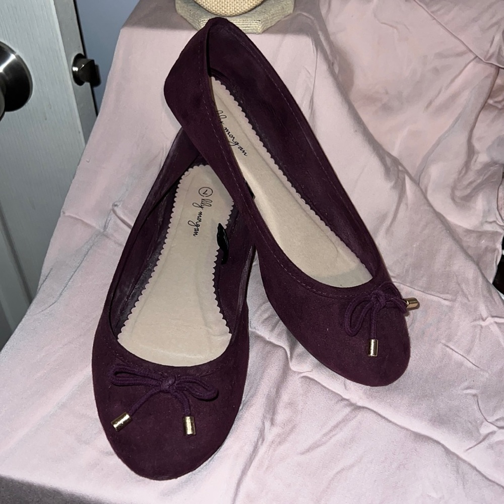 Lily Morgan plum suede ballet flats
